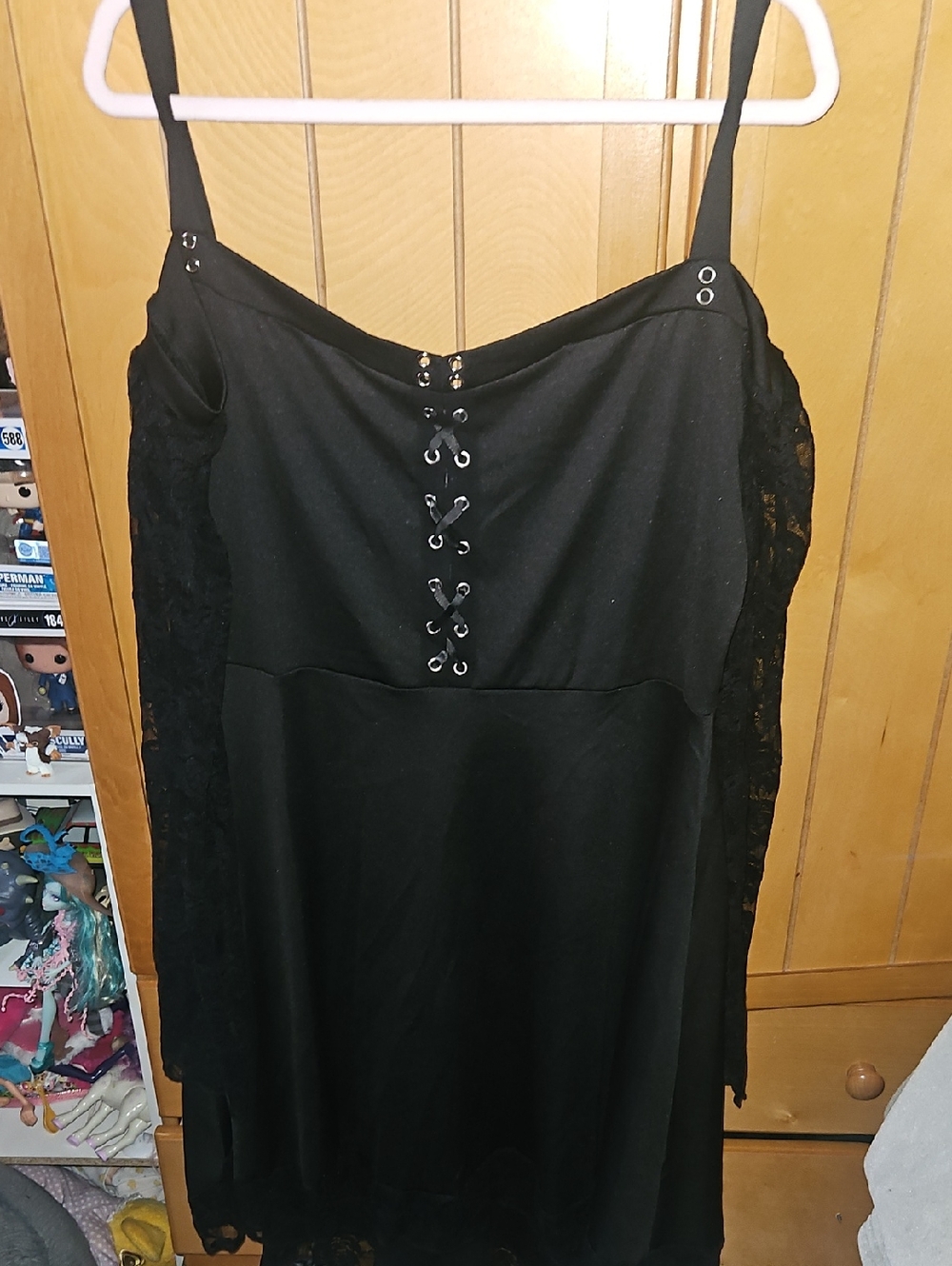 Black Lace-Up Gothic Slip Dress